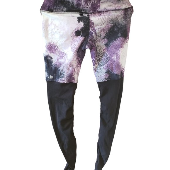 Alo Yoga Tights Black Purple Goddess Leggings Size M Activewear Pant Ruched Leg - Picture 4 of 6